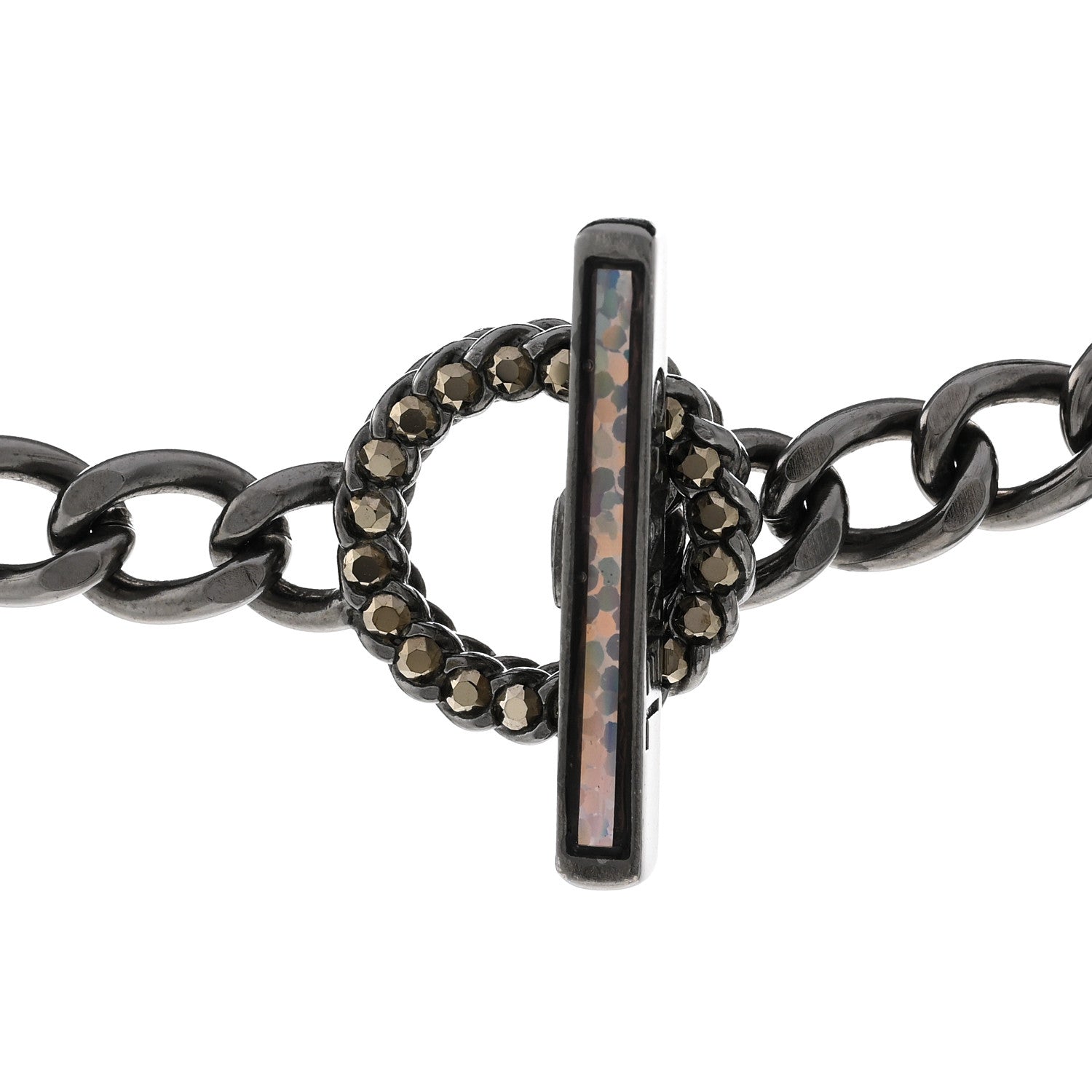 Chanel Crystal Enamel Pearl CC Logo Chain Choker Ruthenium Multicolor 4 of 6