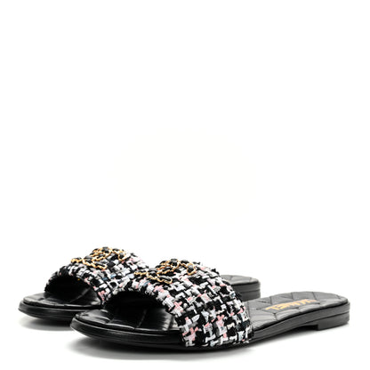 Chanel Tweed CC Chain Mule Sandal 38.5 Multicolor 3 of 11