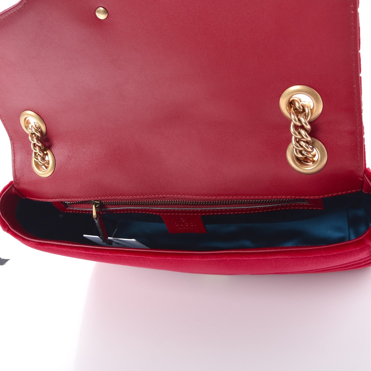 Gucci Velvet Matelasse Medium GG Marmont Shoulder Bag Hibiscus Red 6 of 9