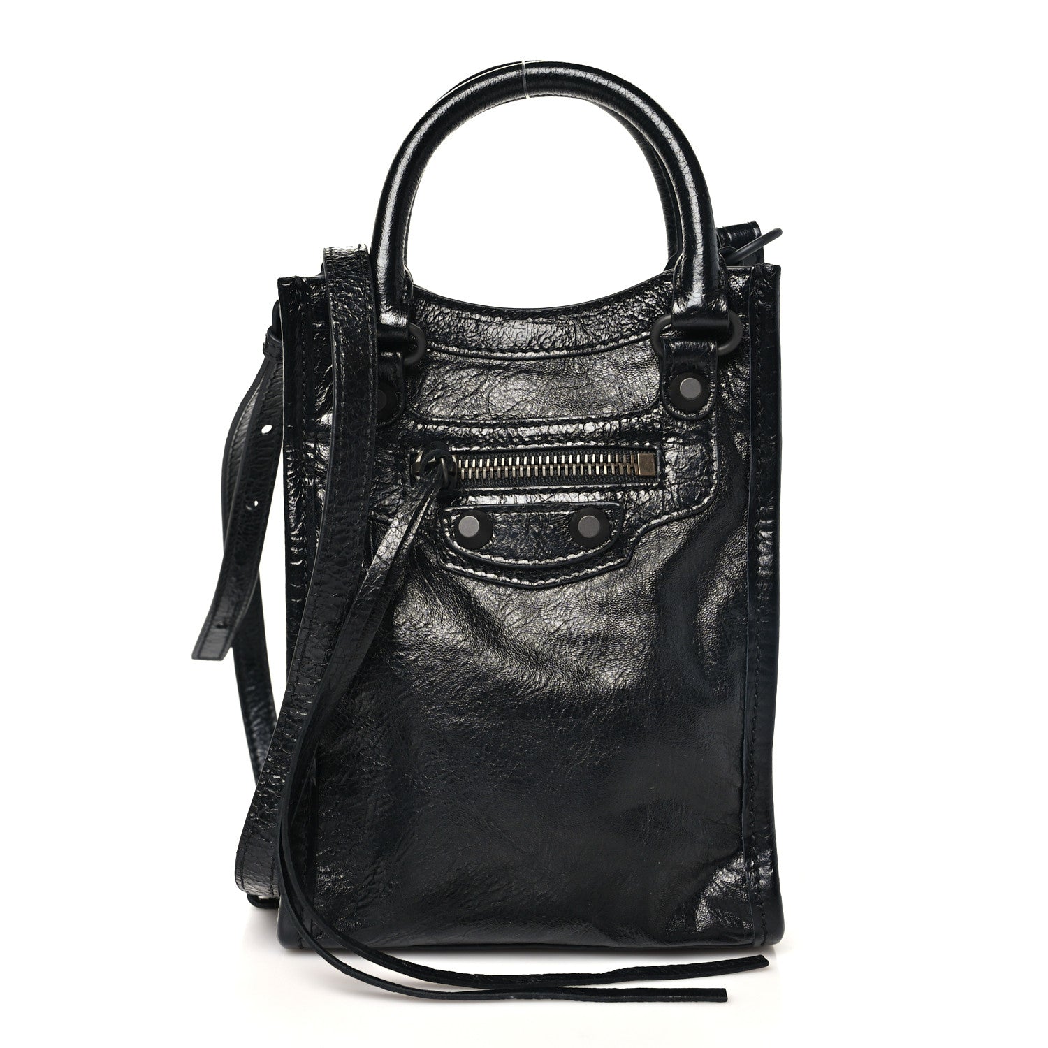 Balenciaga Agneau Arena Classic Hardware Le City Phone Holder Tote Black 1 of 9