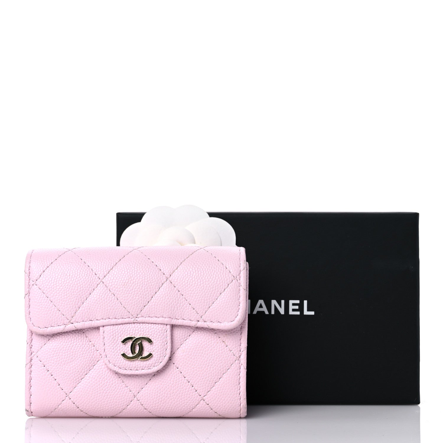 Chanel Caviar Quilted Flap Card Holder Wallet Light Pink 13 of 13