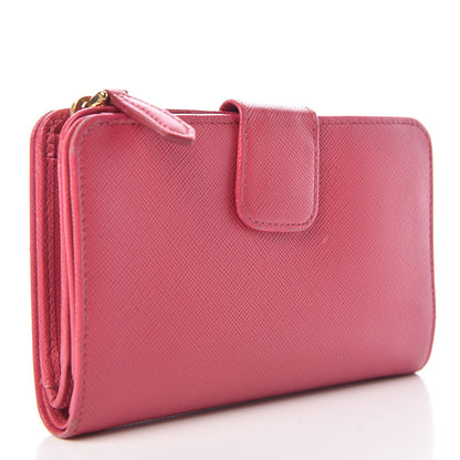 Prada Saffiano Compact Wallet Peonia 3 of 12