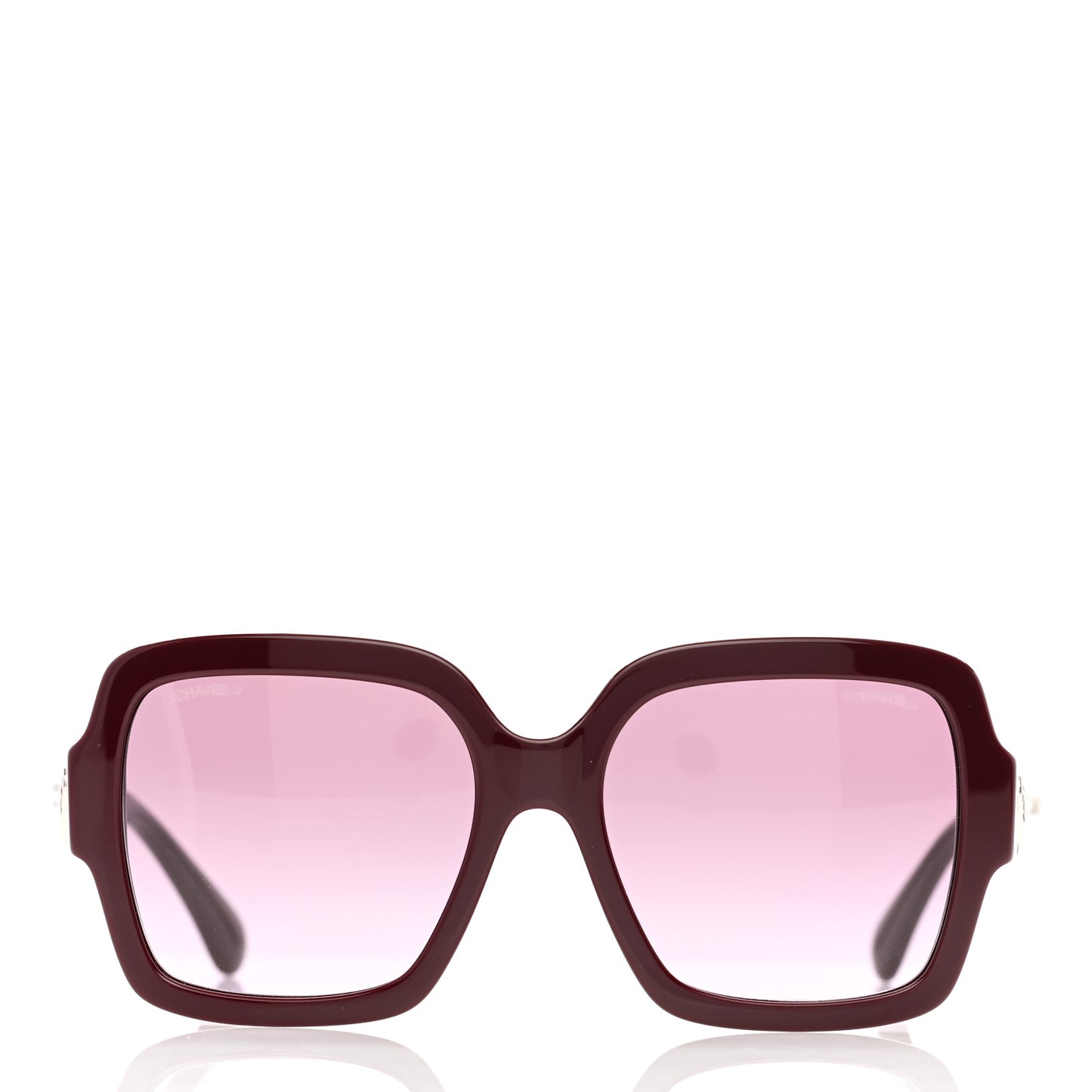 Acetate Charms Pearl Square Sunglasses 5479-A Burgundy