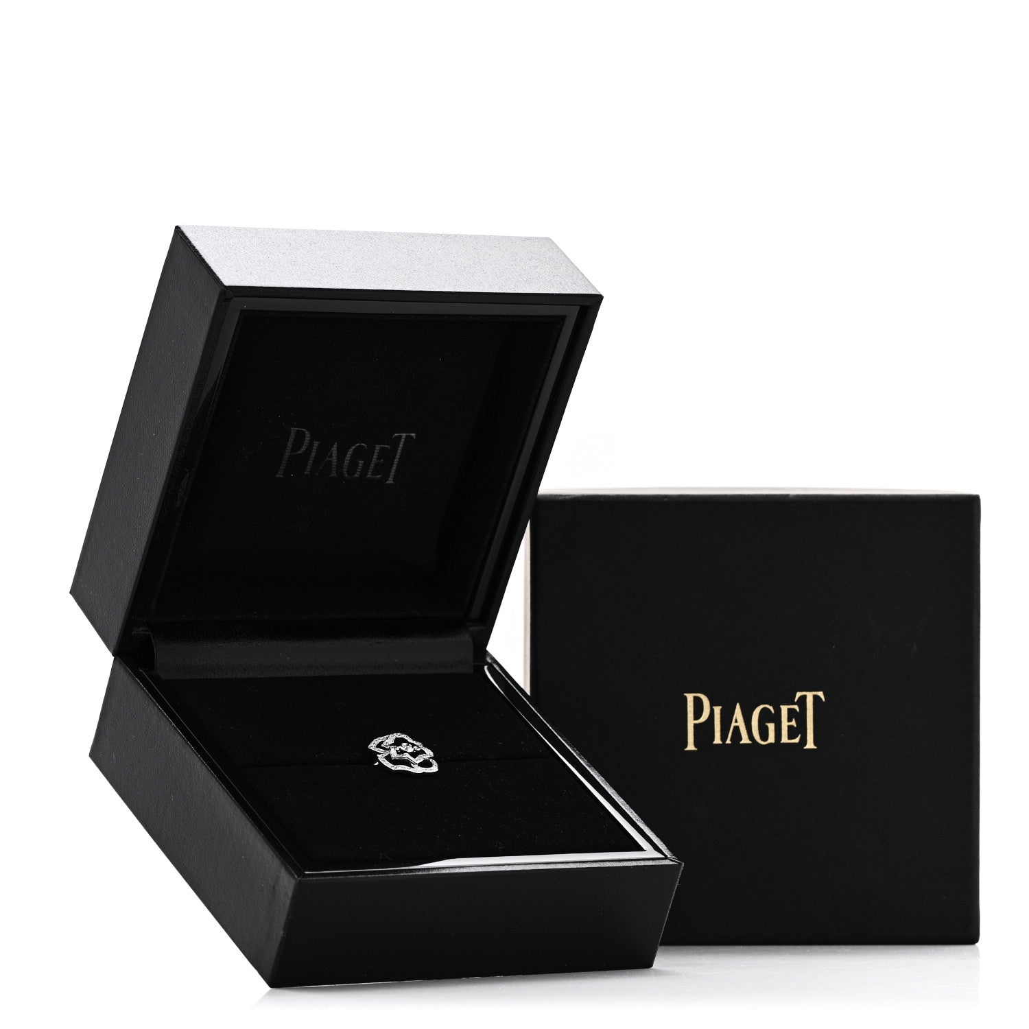 Piaget 18K White Gold Diamond .24ct Rose Ring 55 7.25 5 of 5
