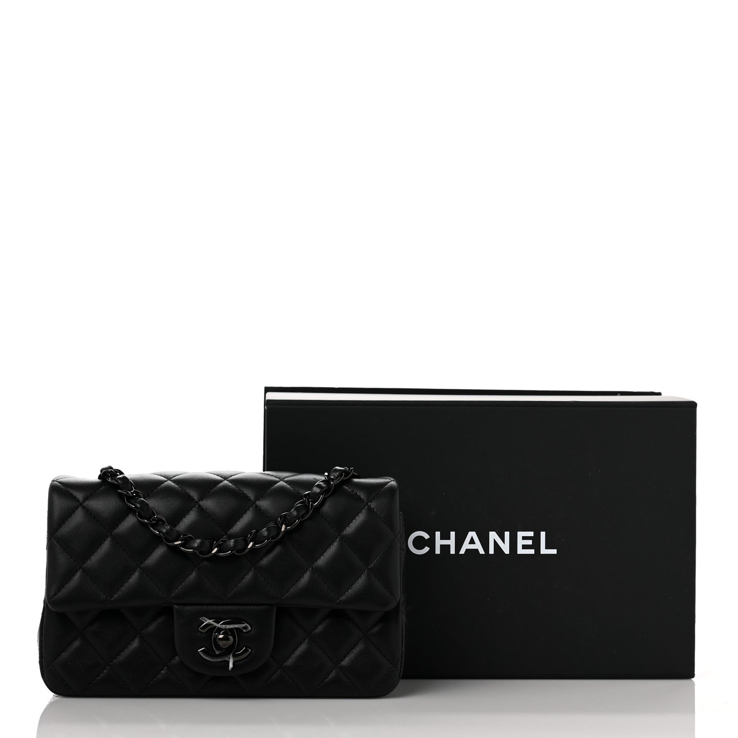 Lambskin Quilted Mini Rectangular Flap So Black