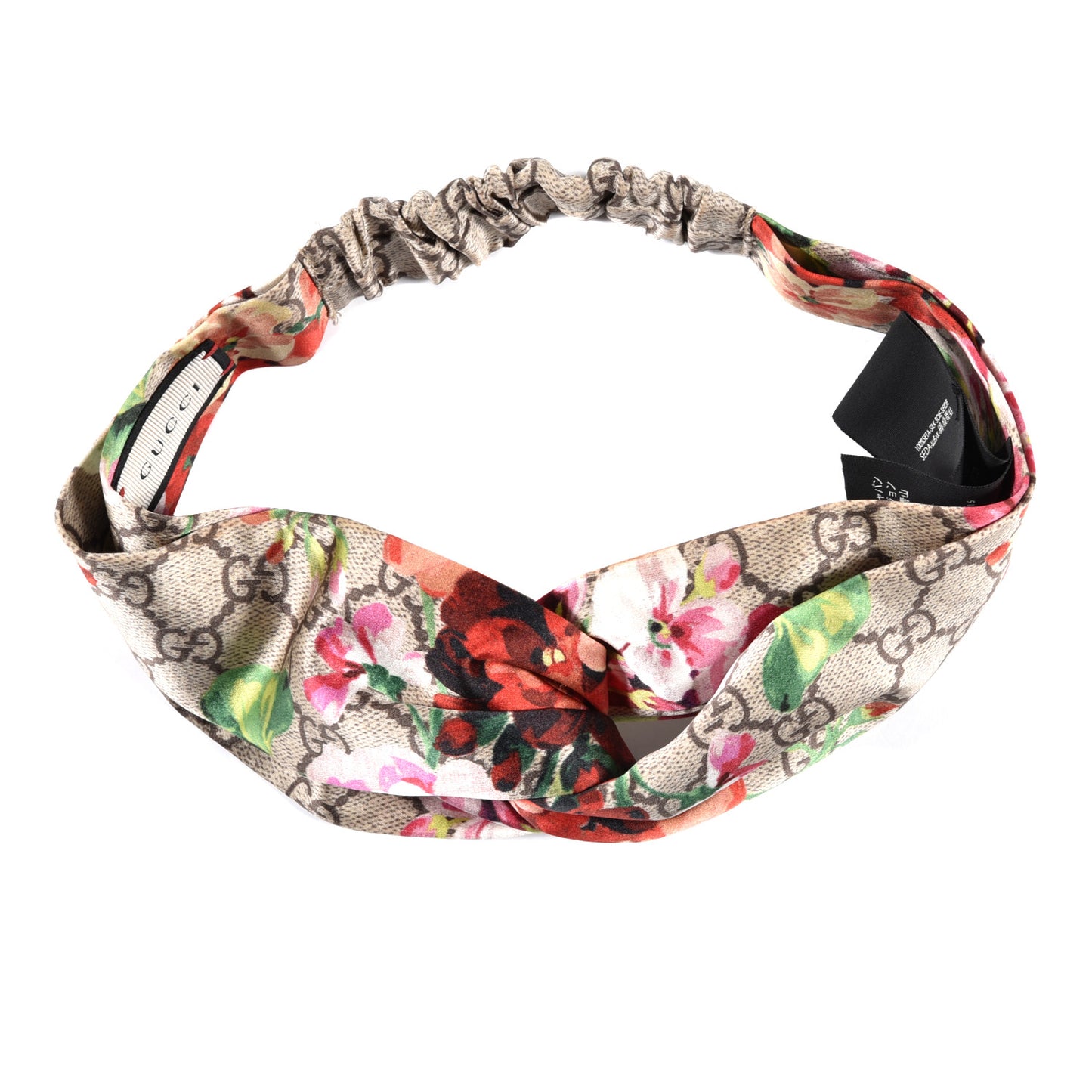 Silk Monogram Blooms Print Headband Antique Rose