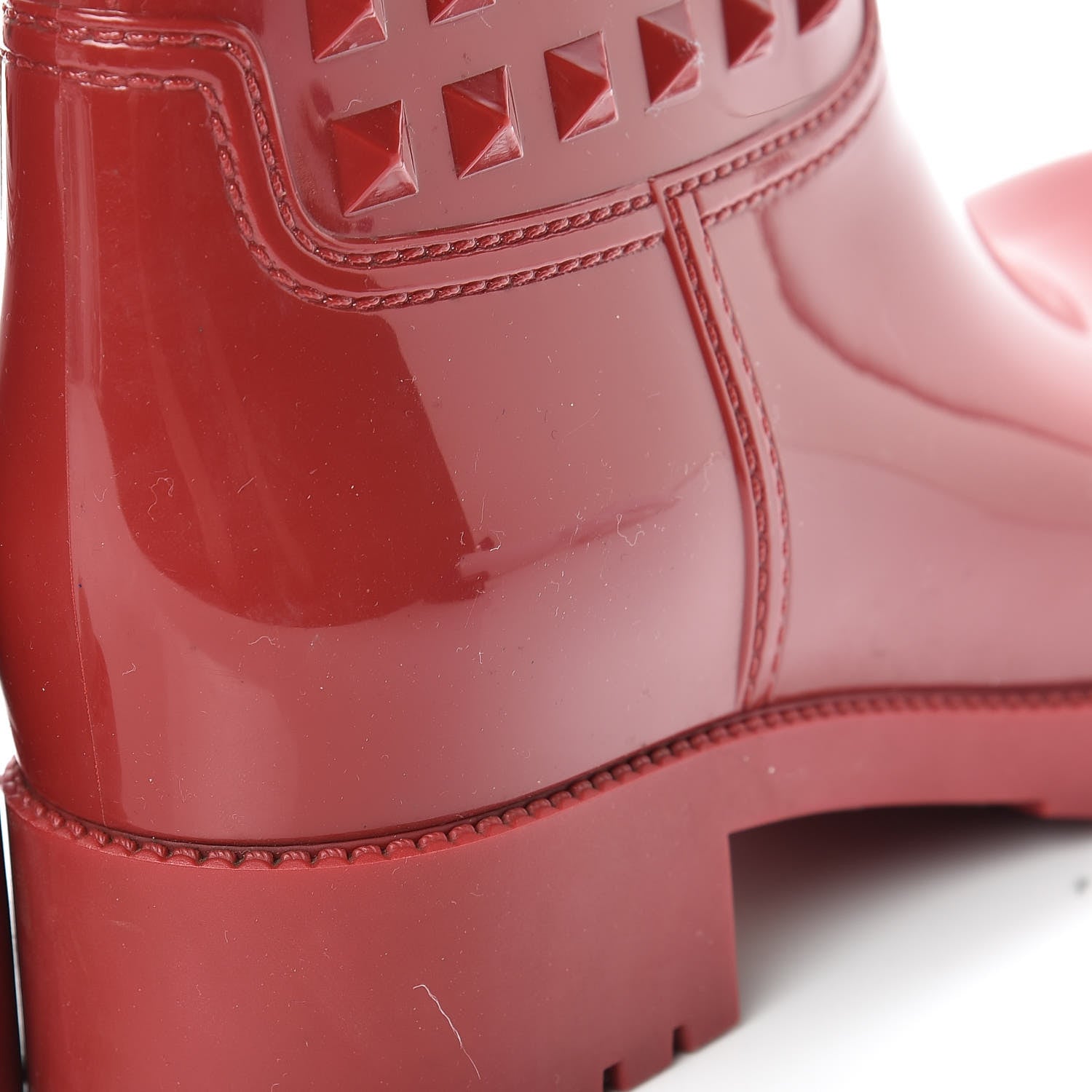 Valentino Garavani Rubber Rockstud Short Rainboots 36 Red 17 of 17