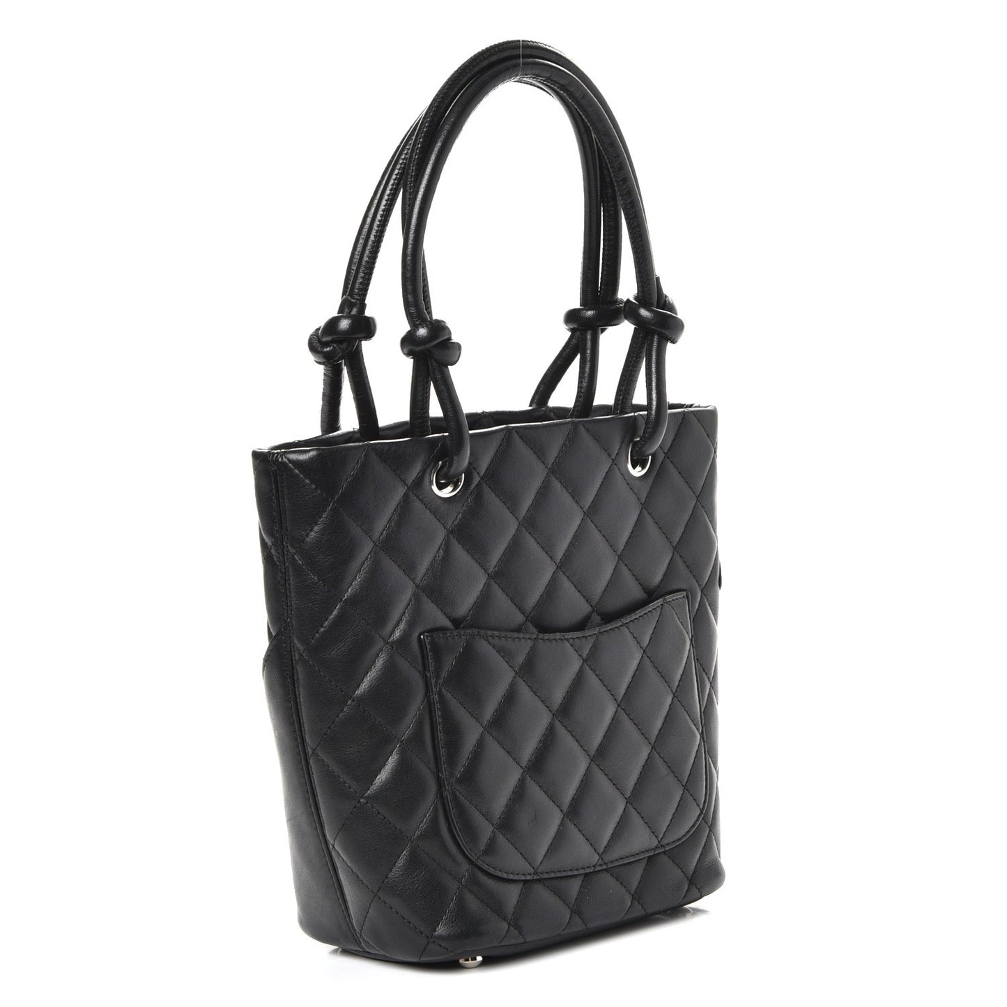 Calfskin Quilted Small Cambon Tote Black
