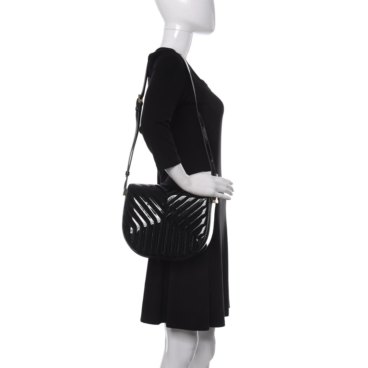 Patent Y Quilted Joan Satchel Black