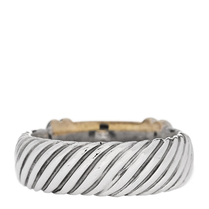 David Yurman Sterling Silver 18K Yellow Gold Diamond 8mm Metro Cable Ring 52 6 3 of 5