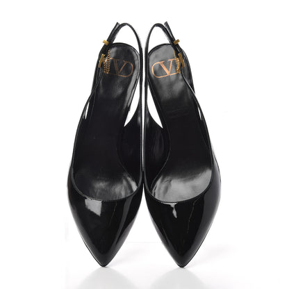 Valentino Garavani Patent Ringstud Slingback 38.5 Black 5 of 11