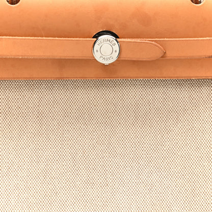 Hermes Toile Vache Calfskin Herbag 30 PM Black Natural 10 of 12