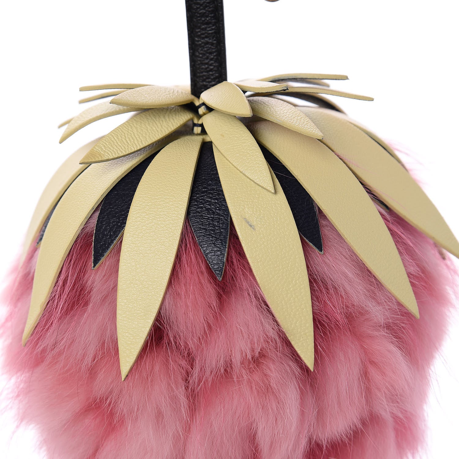 Fendi Fox Rabbit Fur Nappa Pineapple Bag Charm Rosa Scuro Banana Multicolor 4 of 9