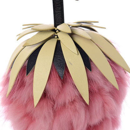 Fendi Fox Rabbit Fur Nappa Pineapple Bag Charm Rosa Scuro Banana Multicolor 4 of 9