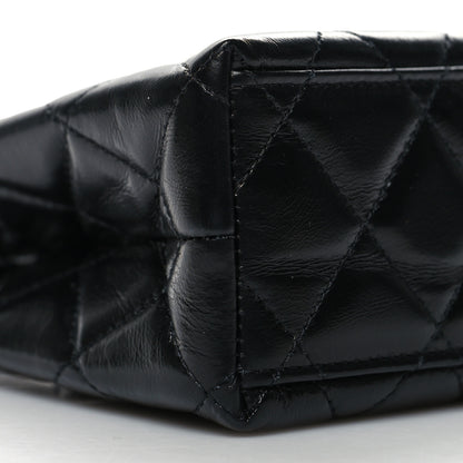 Chanel Shiny Aged Calfskin Quilted Nano Kelly Shopper Black 9 of 10