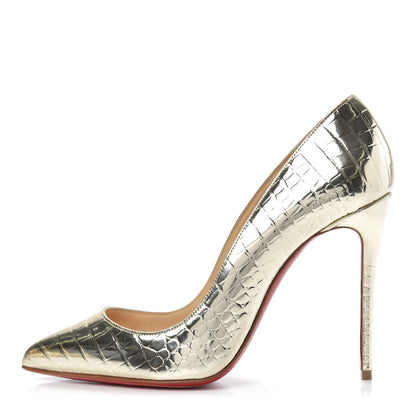 Christian Louboutin Metallo Cocco Pigalle Follies 100 Pumps 36.5 Platine 1 of 8