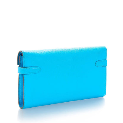 Hermes Chevre Mysore Kelly Longue Wallet Bleu Azteque 4 of 10