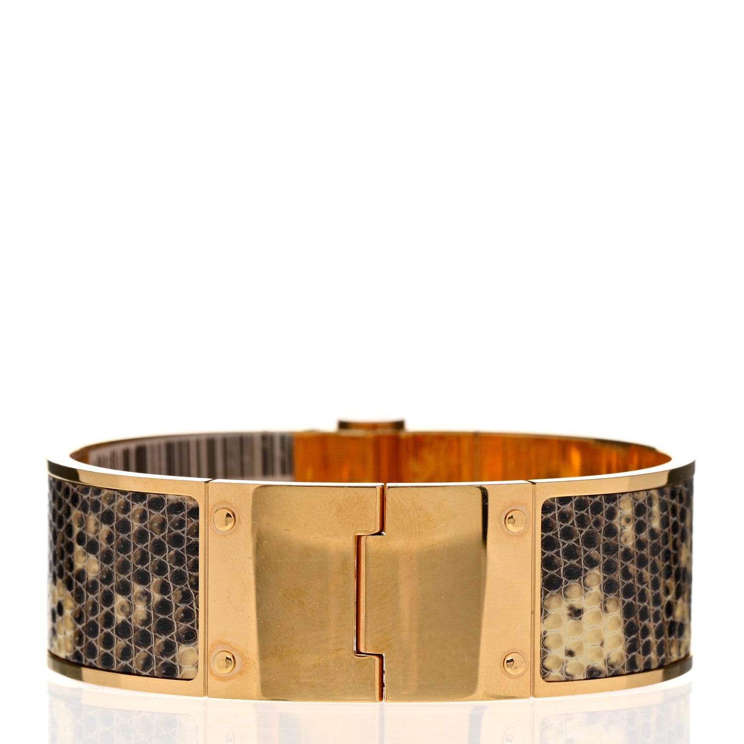 Hermes Lizard Charniere Cuir Wide Hinged Bracelet M Ombre 3 of 5