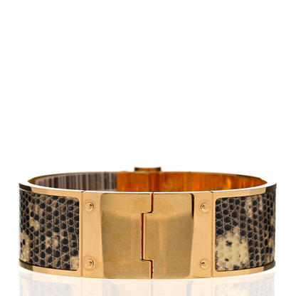 Hermes Lizard Charniere Cuir Wide Hinged Bracelet M Ombre 3 of 5