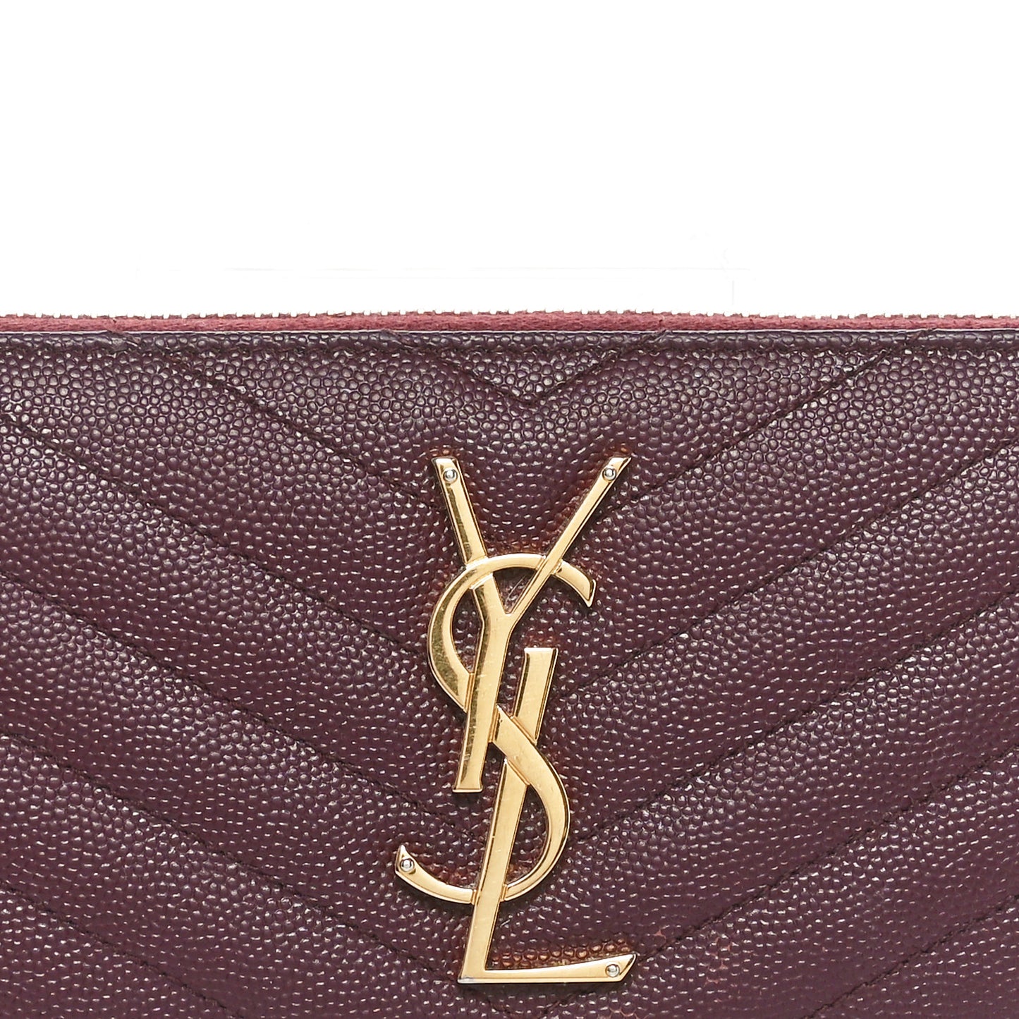Grain De Poudre Matelasse Chevron Monogram Zip Around Wallet Rouge Legion