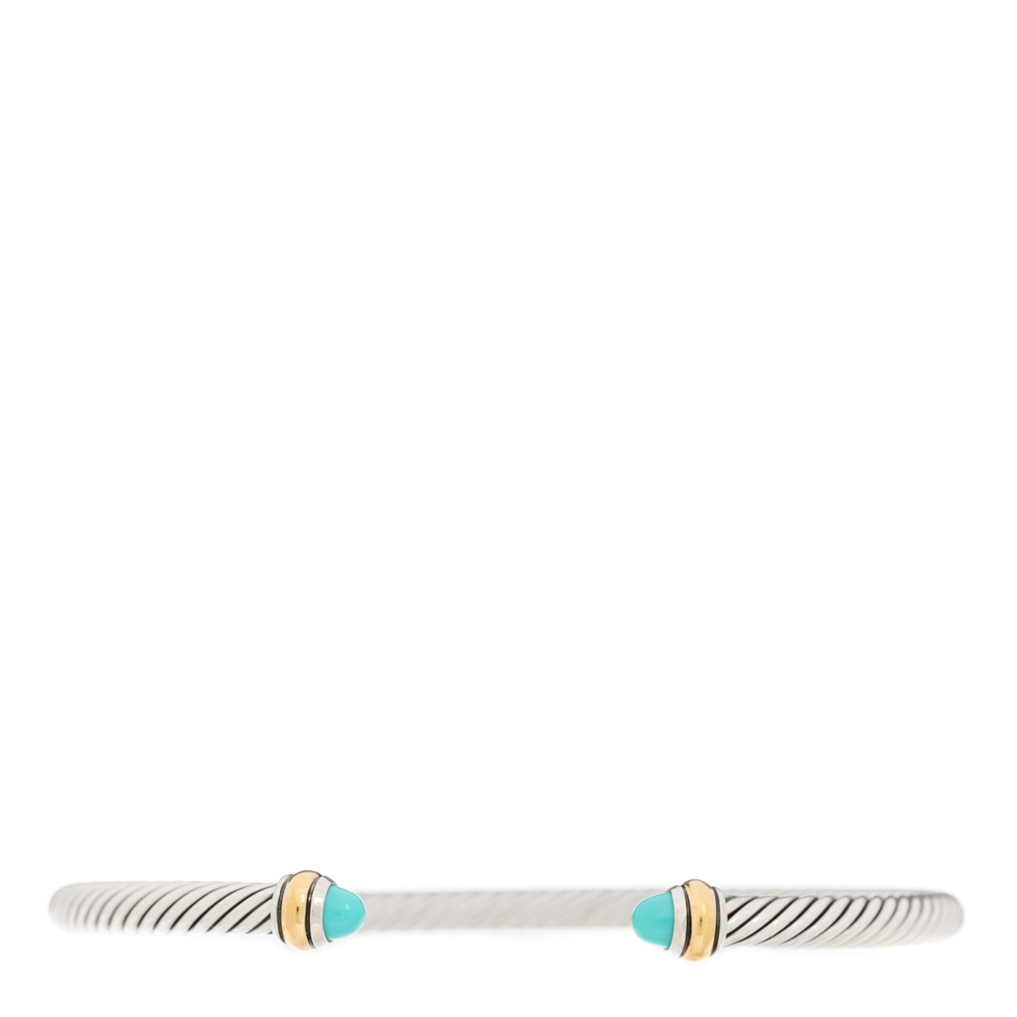 Sterling Silver 18K Yellow Gold Turquoise 4mm Cable Classics Bracelet