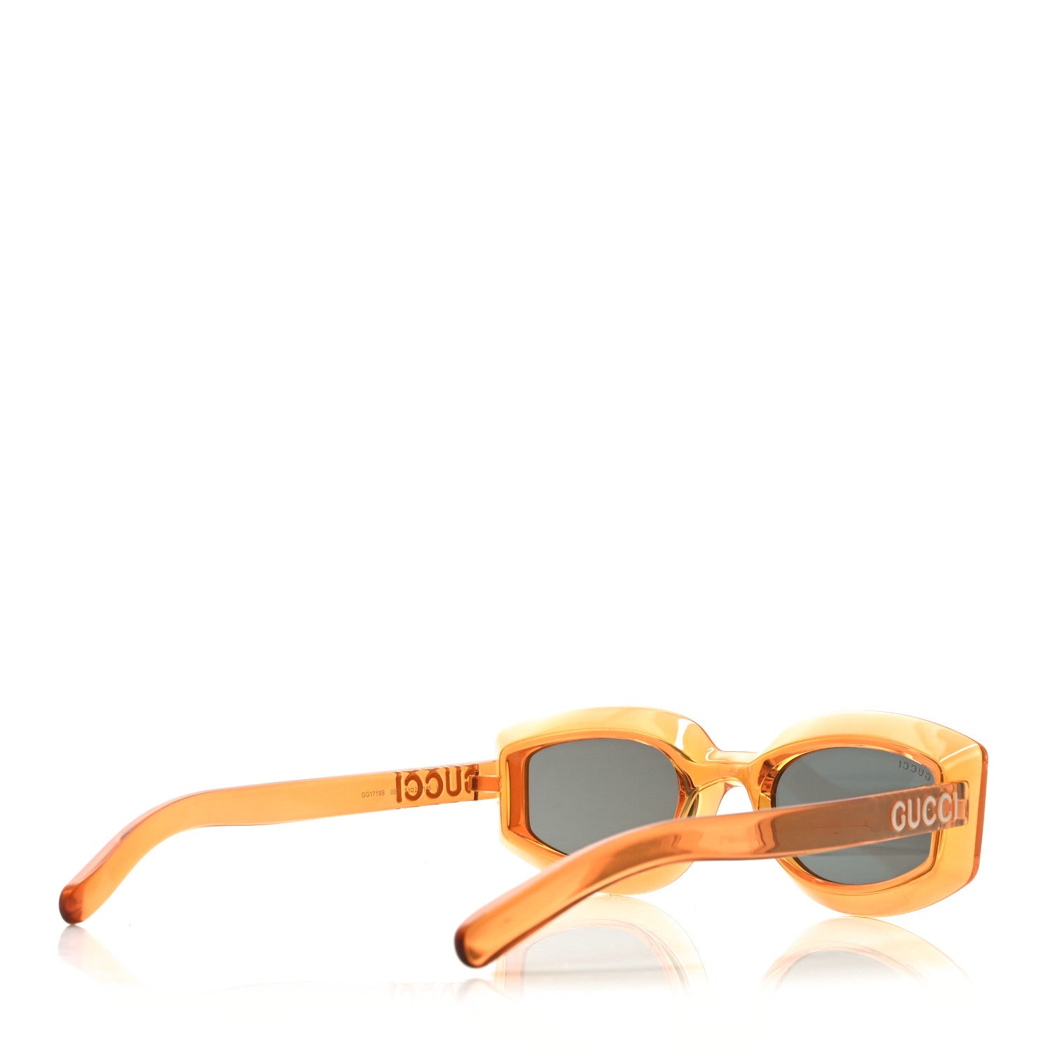 Gucci Acetate Rectangle Sunset Boulevard Sunglasses GG1719S Orange Grey 4 of 7