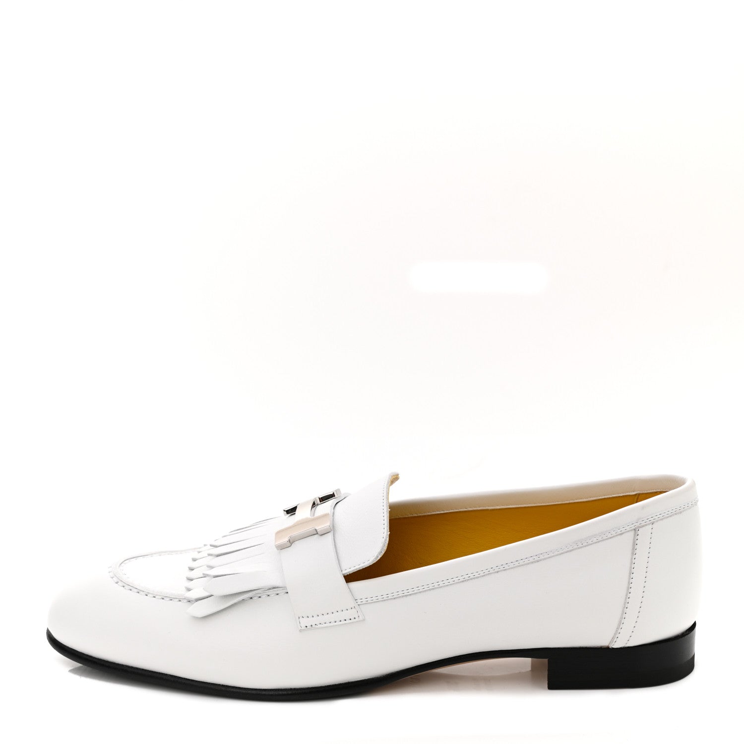 Hermes Calfskin Womens Royal Loafers 38.5 White 1 of 9