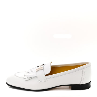 Hermes Calfskin Womens Royal Loafers 38.5 White 1 of 9