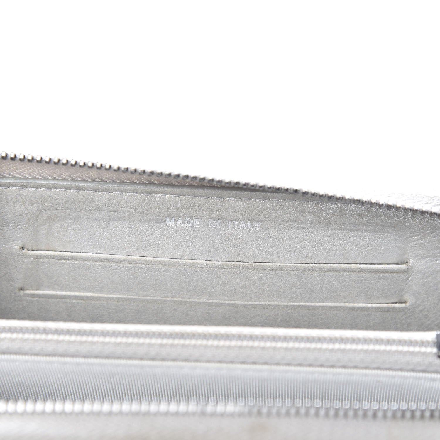Chanel Metallic Lambskin Chevron Quilted Small Zip Around Wallet Silver 7 of 13