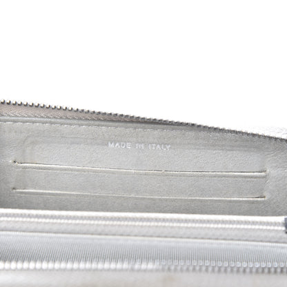 Chanel Metallic Lambskin Chevron Quilted Small Zip Around Wallet Silver 7 of 13