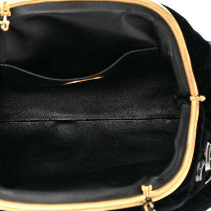 Chanel Velvet Enamel CC Kiss Lock Clutch Black 4 of 11