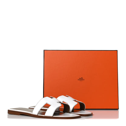 Hermes Box Calfskin Oran Sandals 40.5 White 10 of 10
