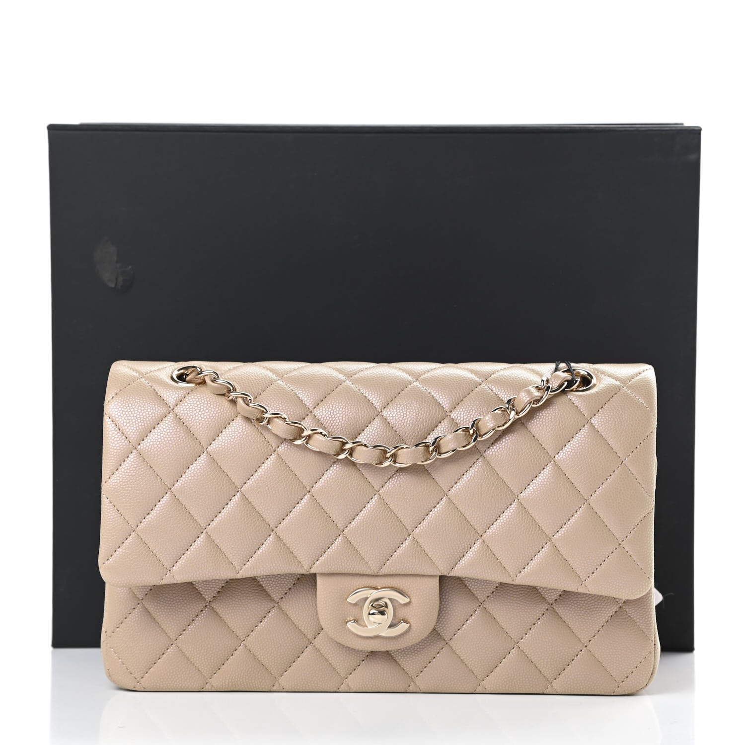 Chanel Iridescent Caviar Quilted Medium Double Flap Dark Beige 11 of 11