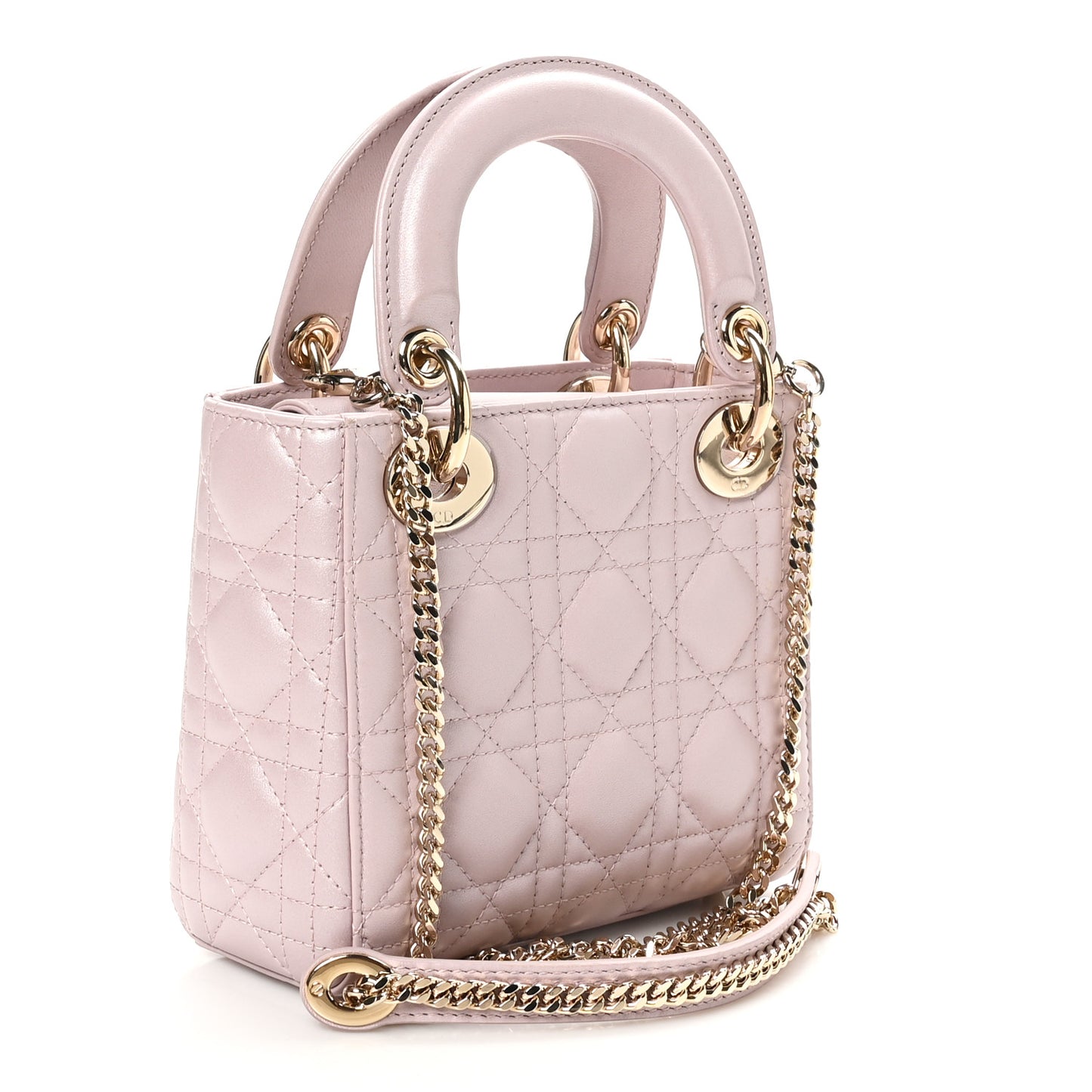 Metallic Lambskin Cannage Mini Lady Dior Lotus