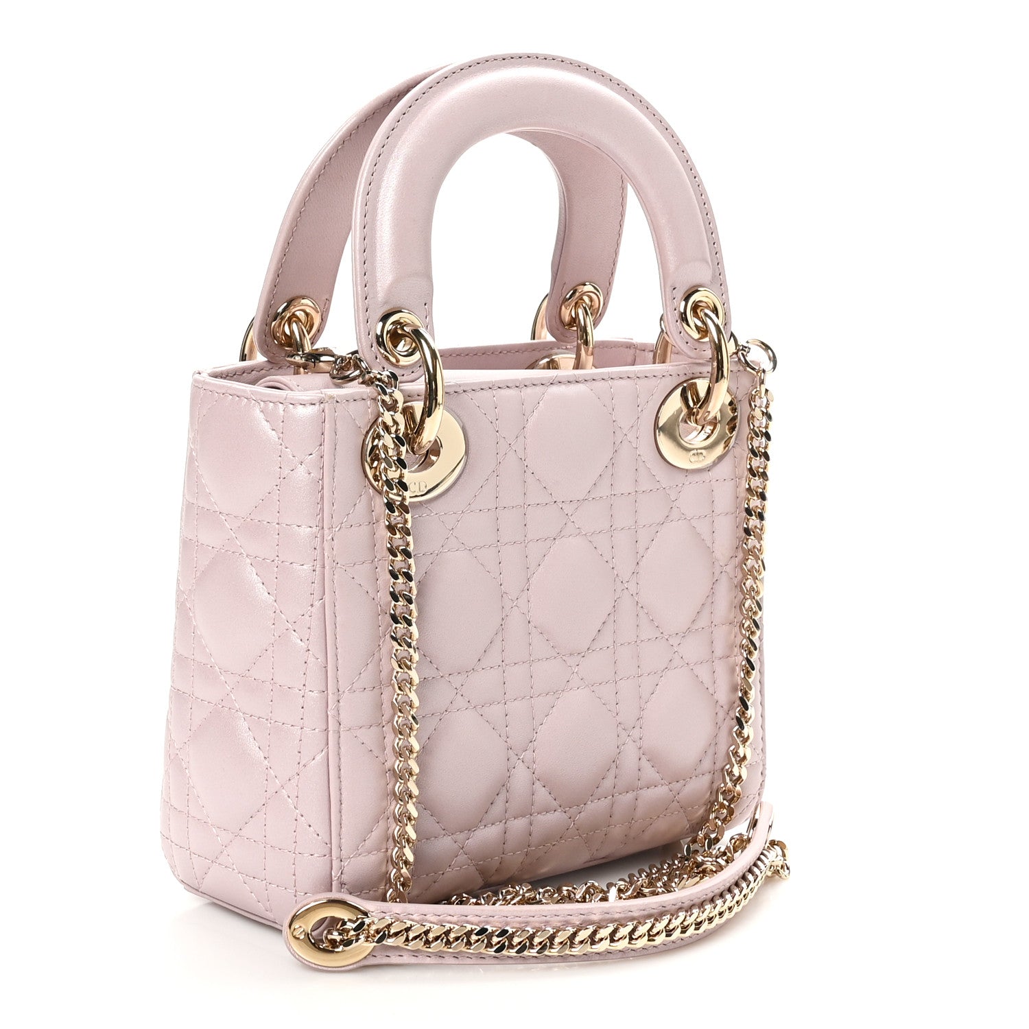 Christian Dior Metallic Lambskin Cannage Mini Lady Dior Lotus 3 of 10