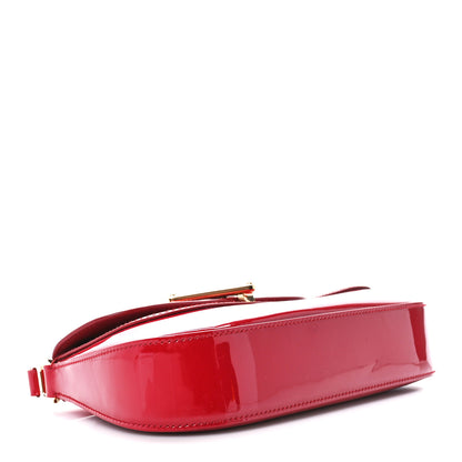 Prada Vernice Triangle Logo Flap Adjustable Strap Shoulder Bag Cherry 4 of 10