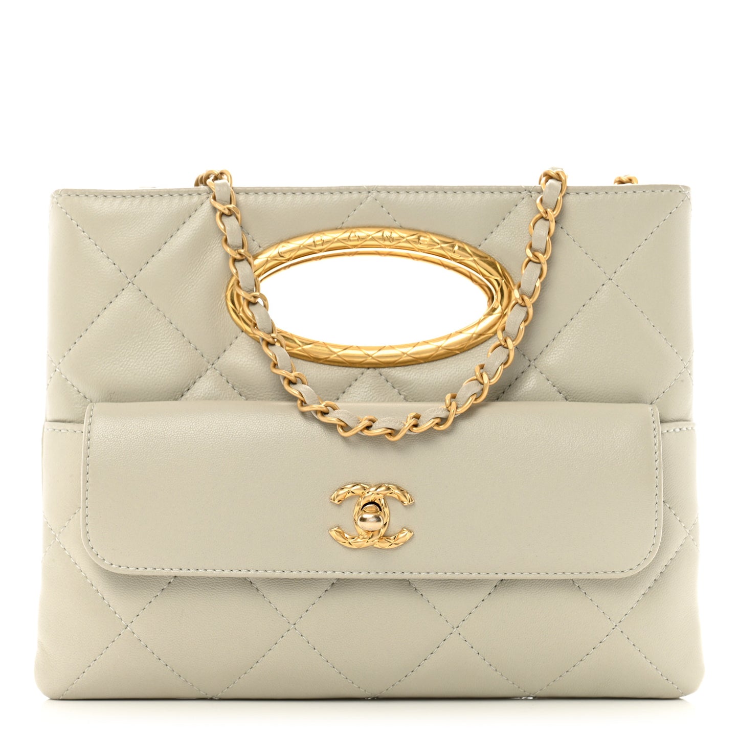 Lambskin Quilted Clutch Mini Flap Bag Light Grey