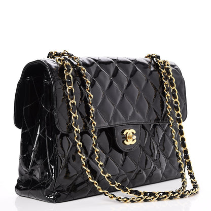 Chanel Patent Quilted Jumbo Double Sided Flap Black 4 of 10