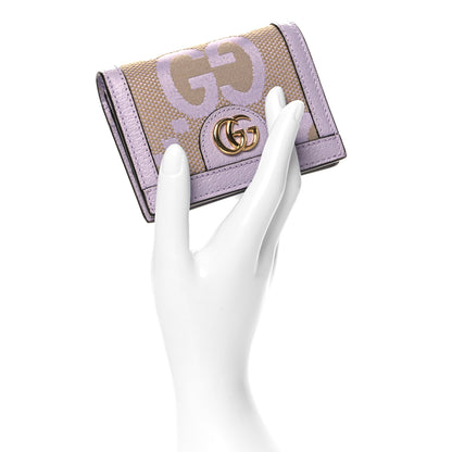 Gucci Monogram Jumbo GG Textured Dollar Calfskin Ophidia Card Case Beige Lapis 2 of 9