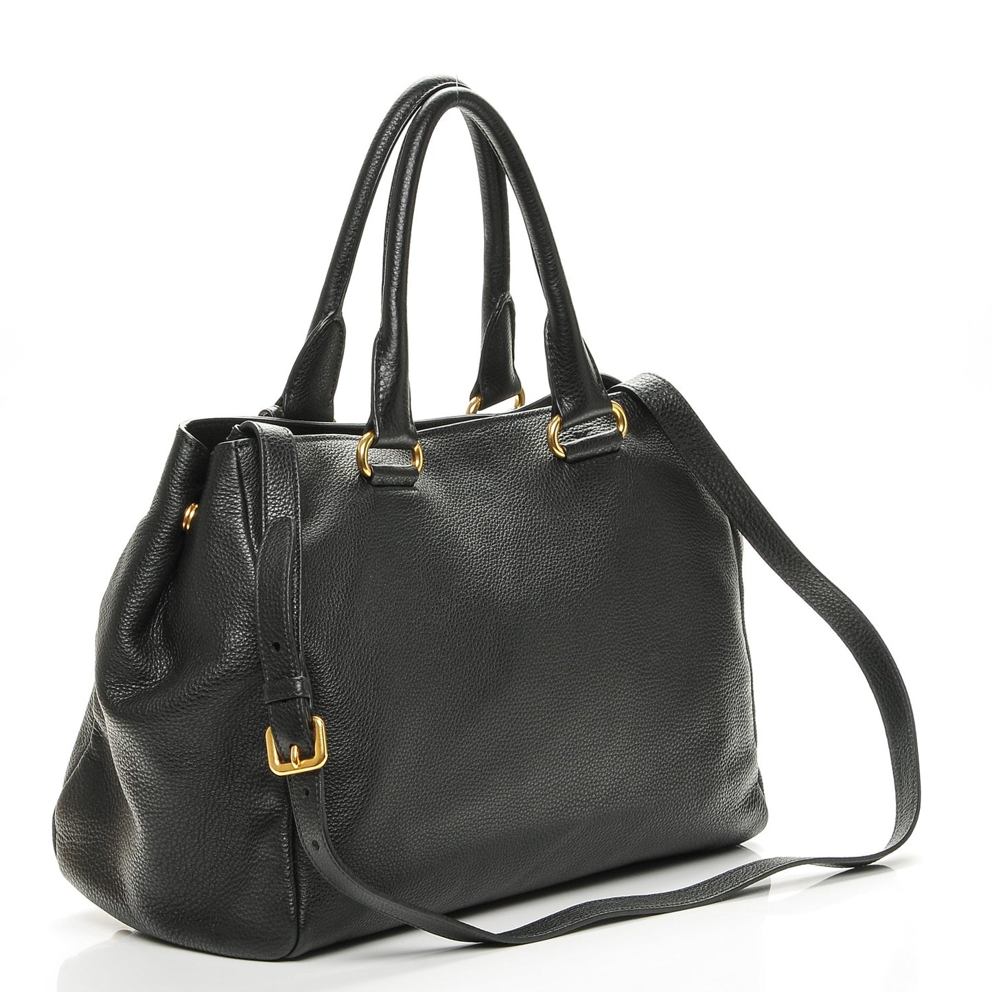 Vitello Daino Top Handle Tote Nero Black