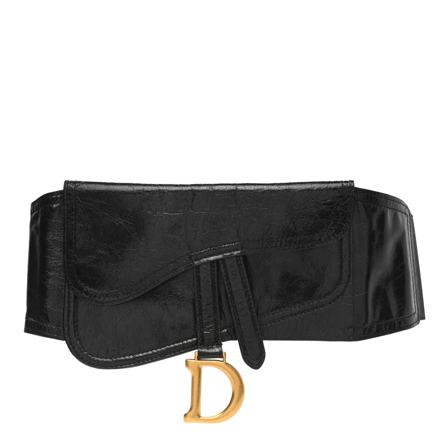 Crinkled Lambskin 135mm Saddle Belt Black