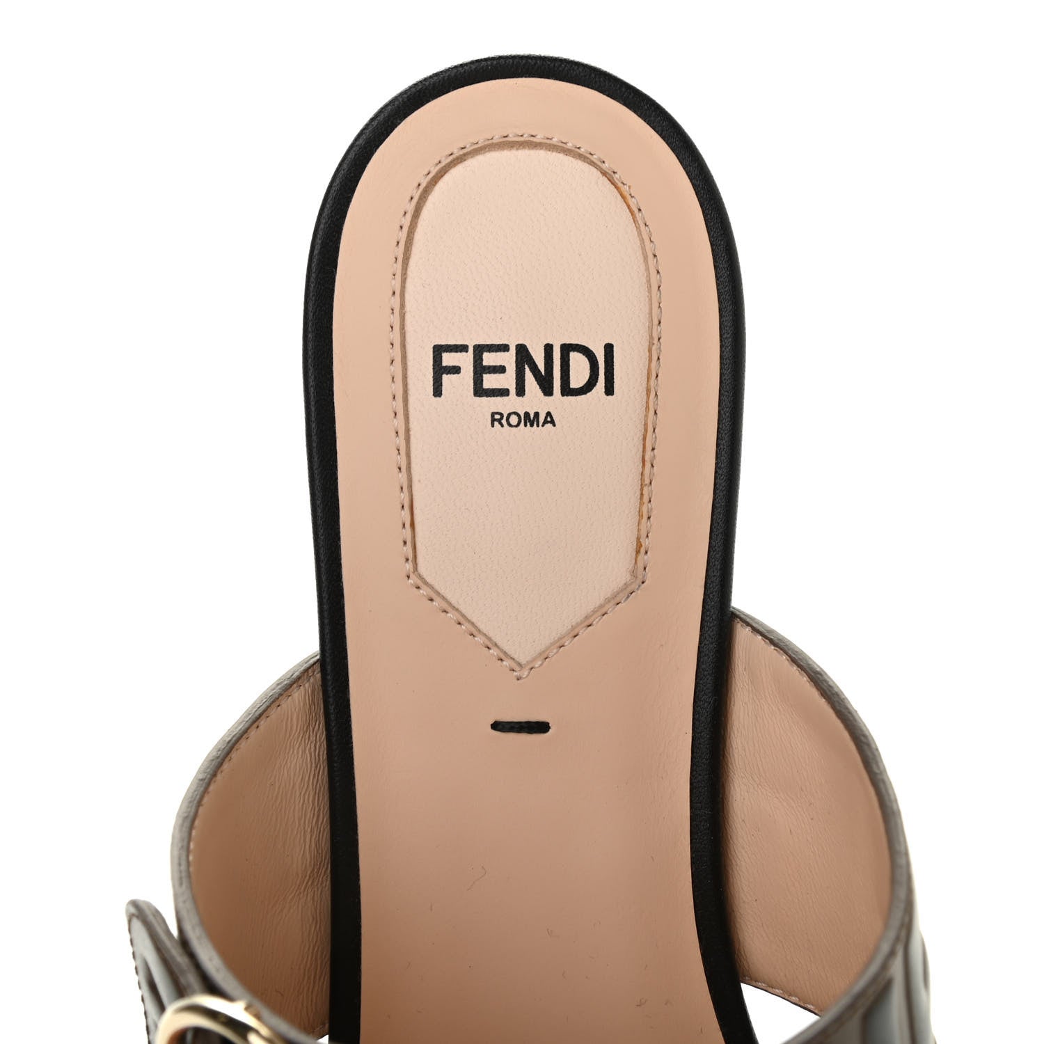 Fendi Vitello FF Embossed Buckle Flat Mules 35.5 Maya Black 6 of 9