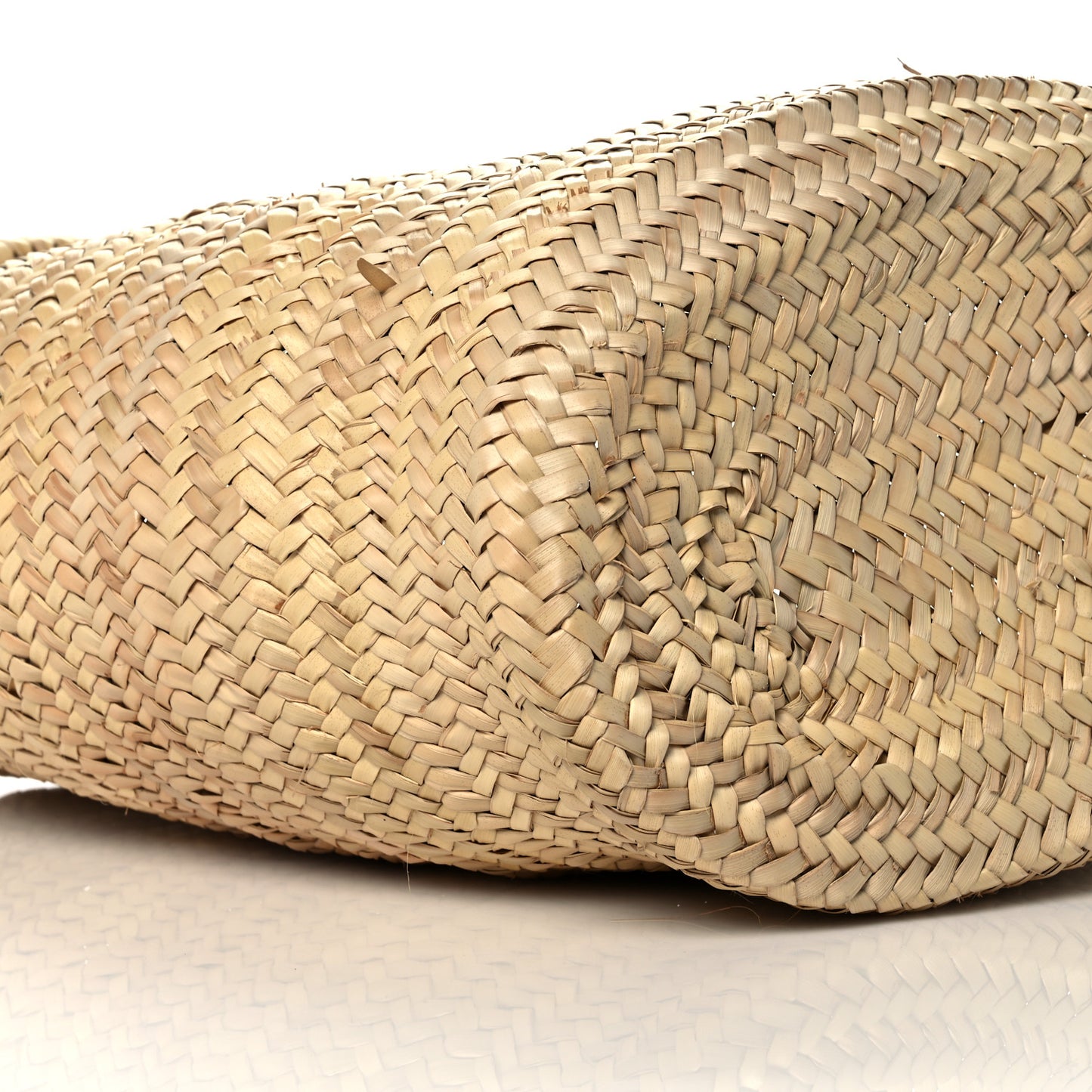 Raffia Calfskin Triomphe Medium Panier Tan