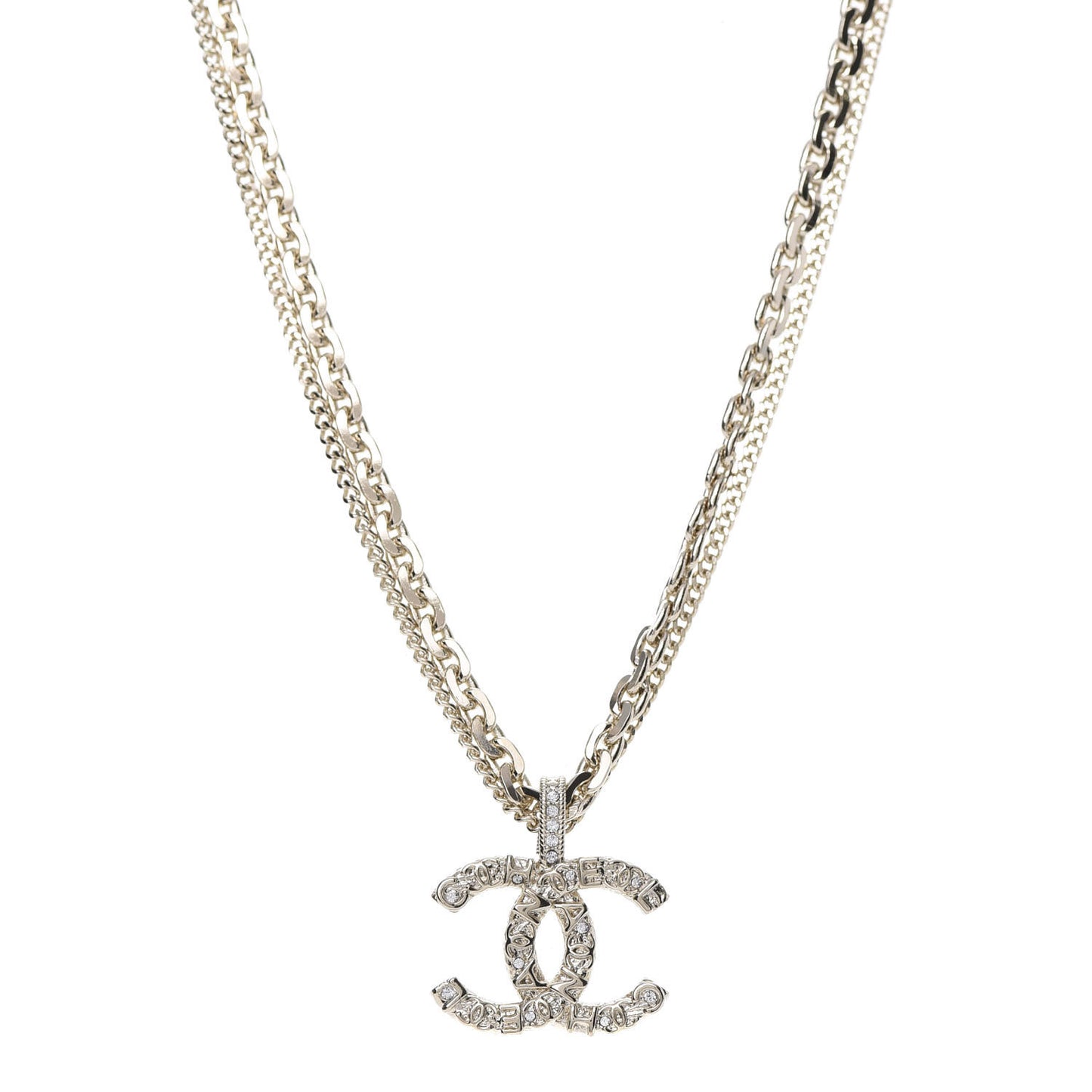 Crystal CC Multi Strand Chain Necklace Gold