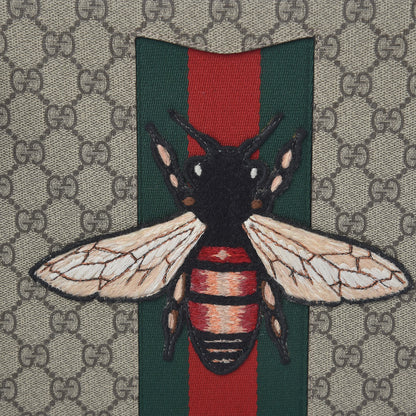 Gucci GG Supreme Monogram Web Animalier Bee Embroidered Medium Documents Holder Beige New Acero 7 of 7
