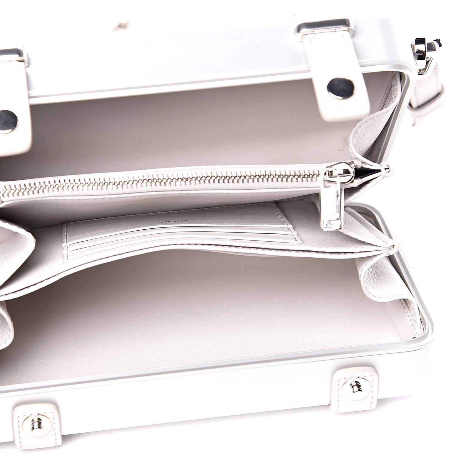 X RIMOWA Aluminum Personal Clutch On Strap Silver