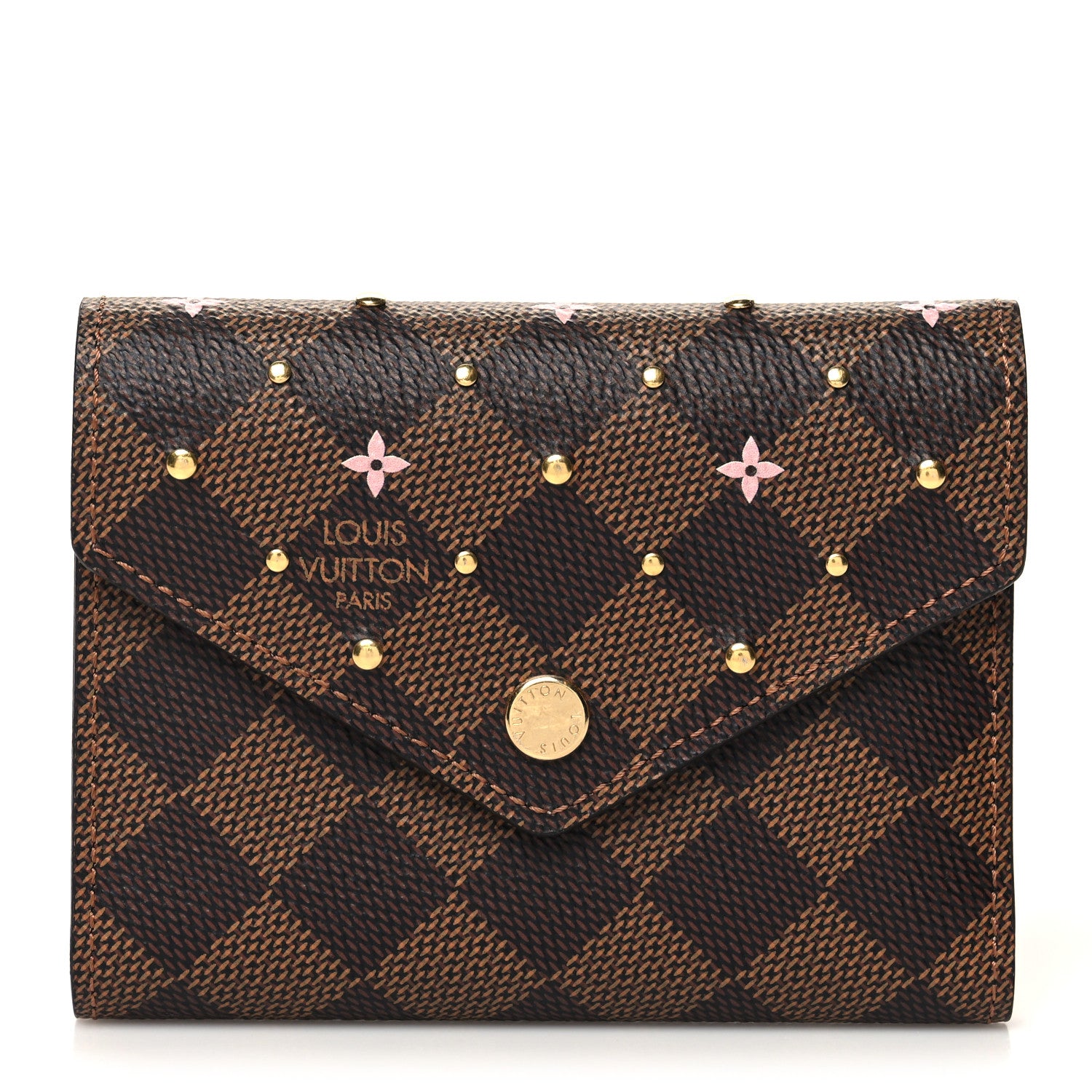 Louis Vuitton Damier Ebene Studded Victorine Wallet 1 of 8