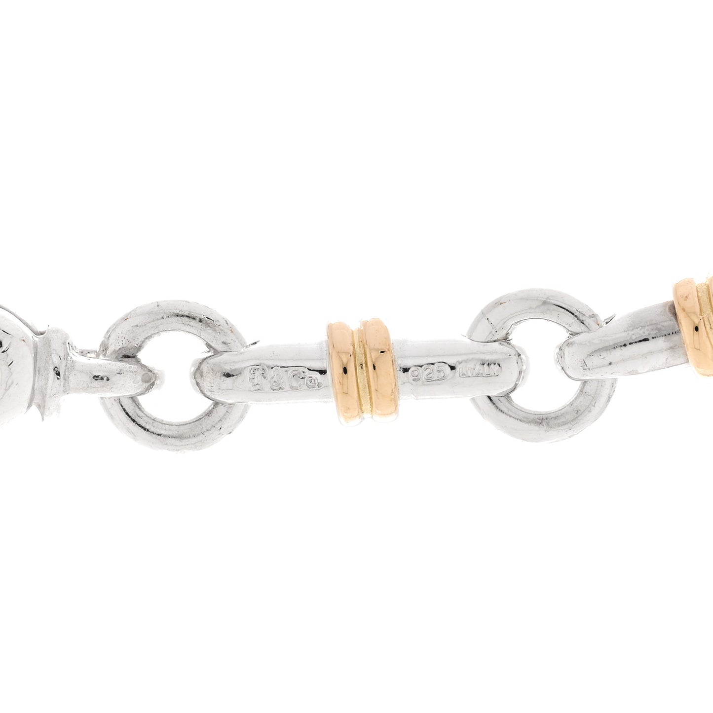 Sterling Silver 18K Yellow Gold Bar Link Necklace