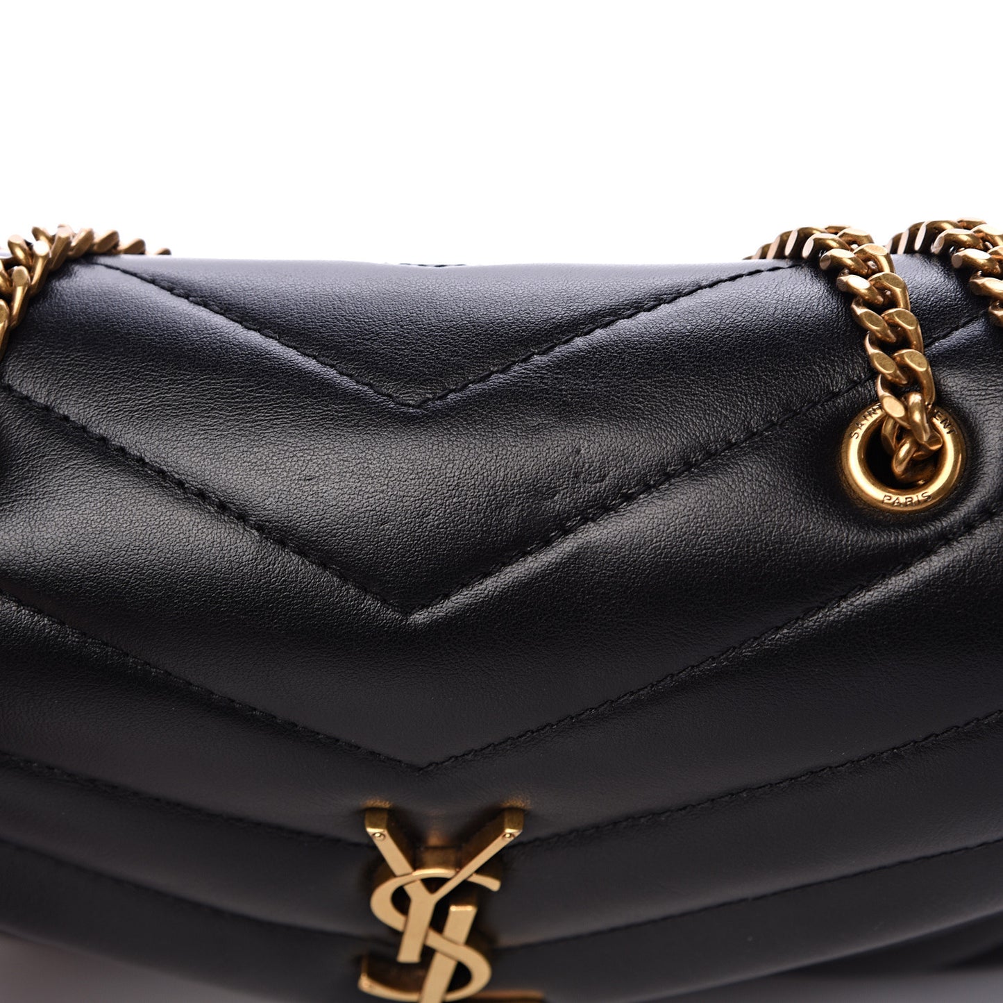 Calfskin Y Quilted Monogram Small Loulou Chain Satchel Black