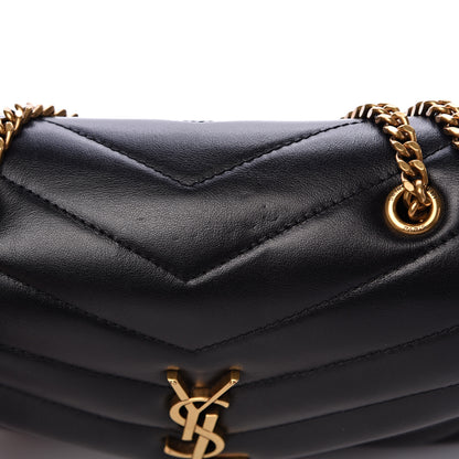 Saint Laurent Calfskin Y Quilted Monogram Small Loulou Chain Satchel Black 10 of 11